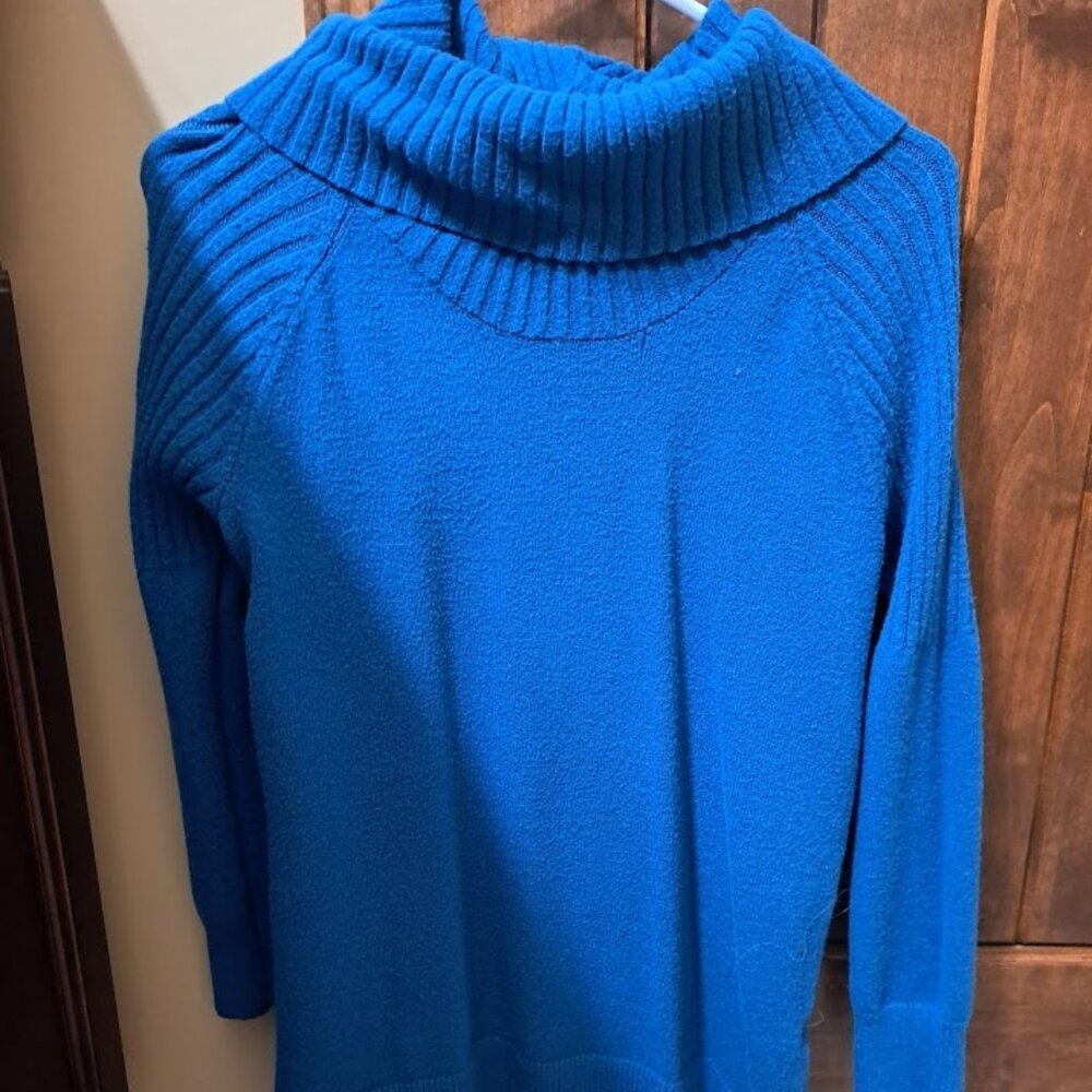Blue turtle neck